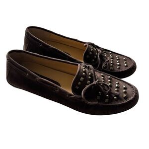 Van Eli Flats Loafers Women 9M Brown Suede Leather Academia Quiet Luxury Preppy